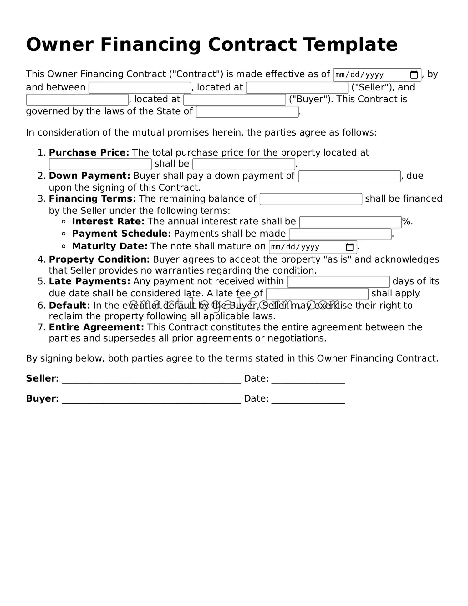 Attorney-Approved Owner Financing Contract Form