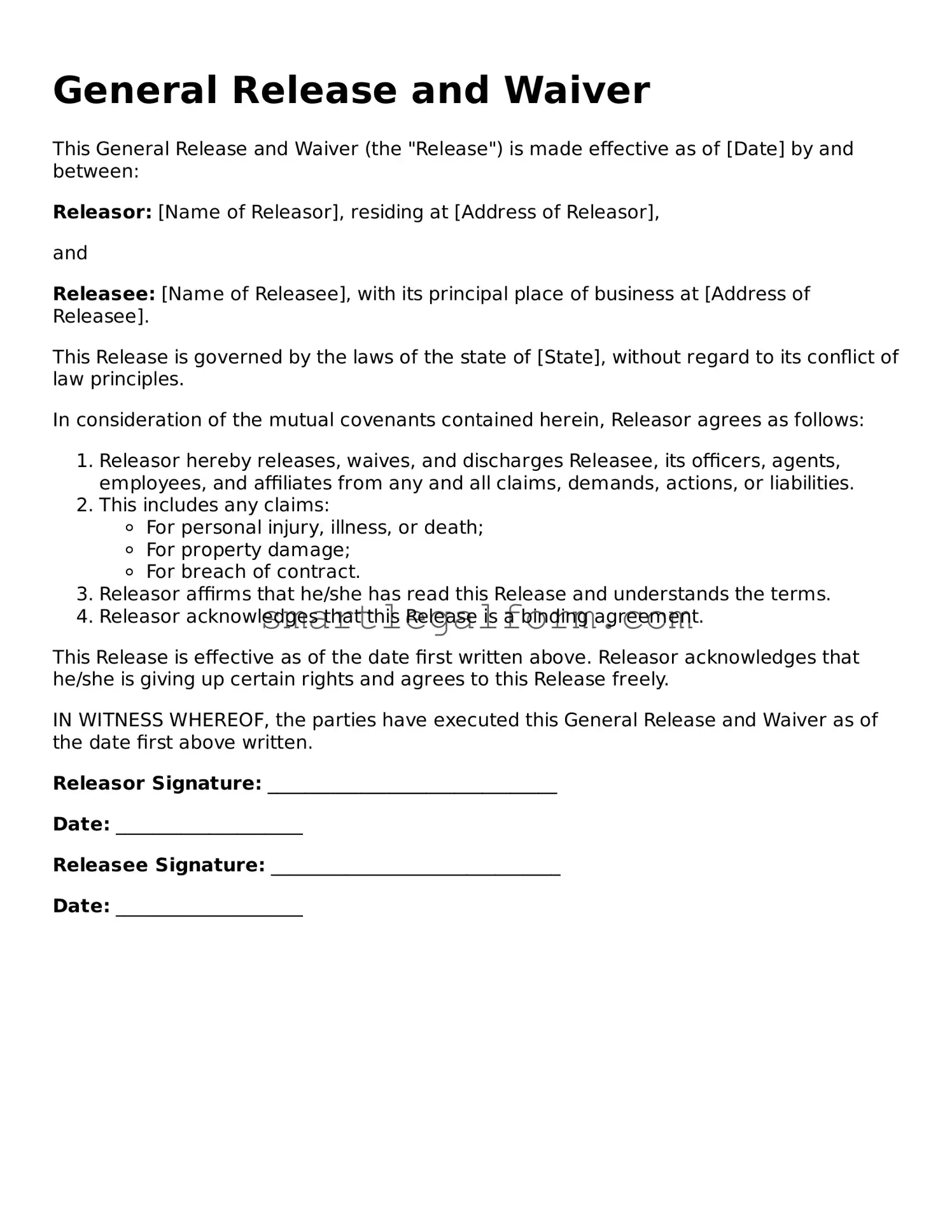 Attorney-Approved General Release and Waiver Form