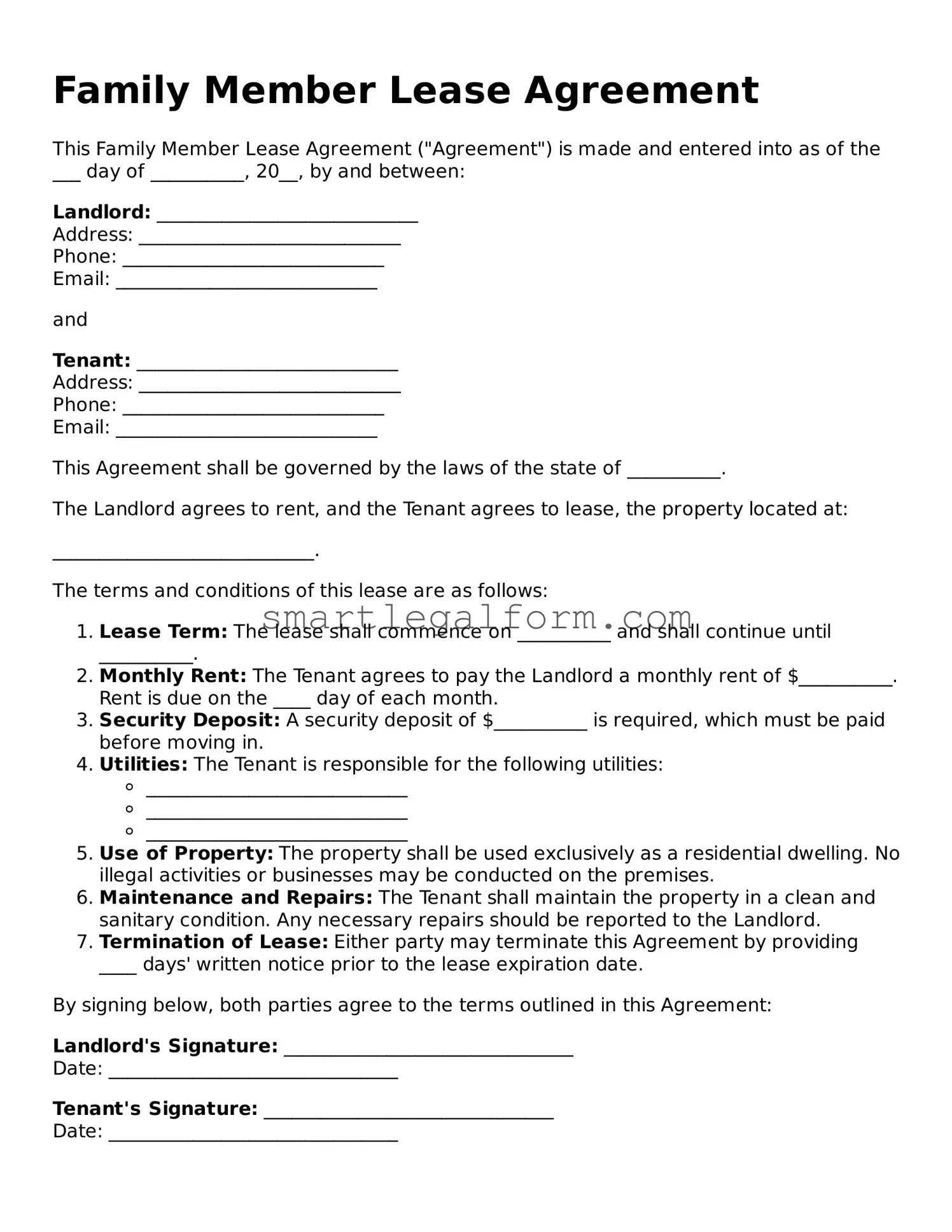 Attorney-Approved Family Member Lease Agreement Form