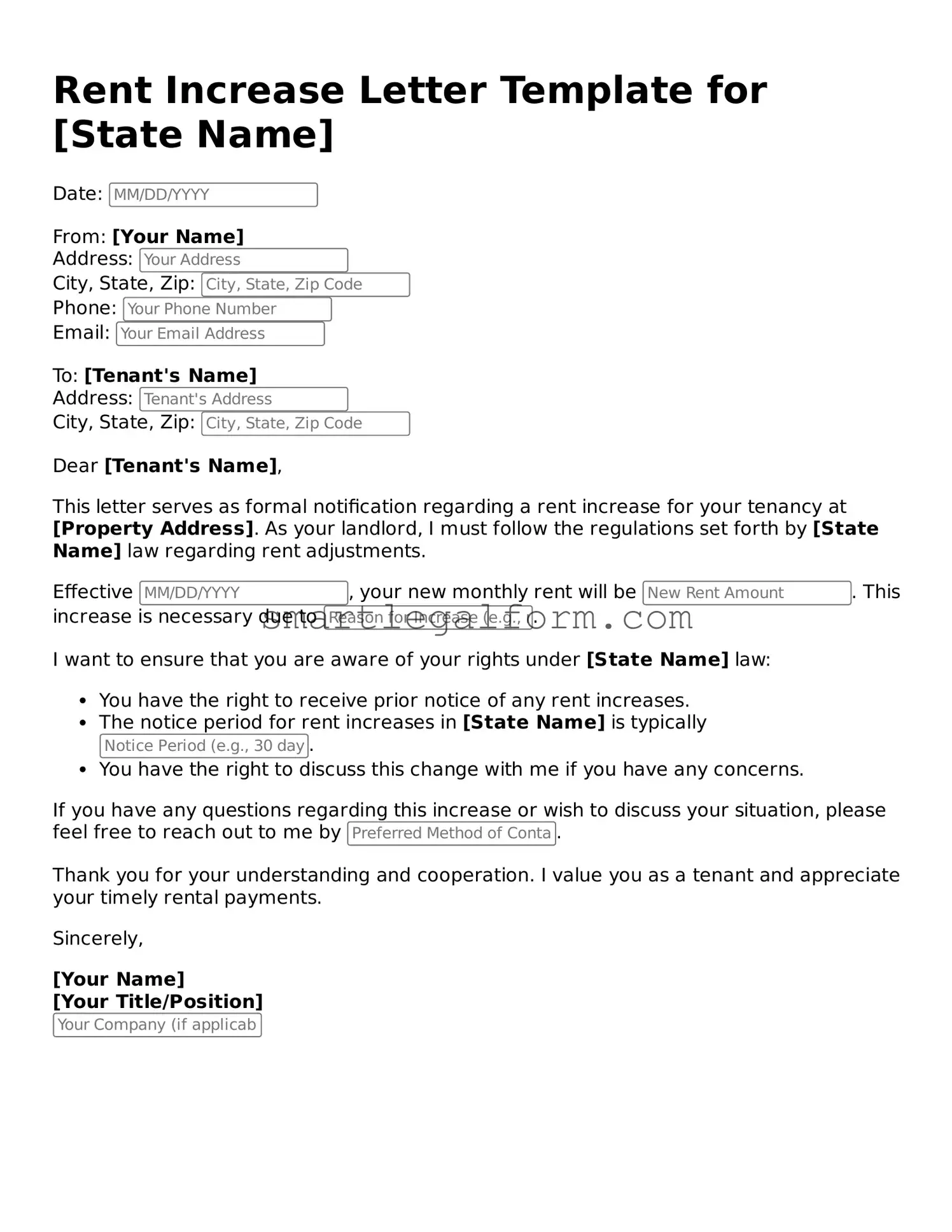 Attorney-Approved Rent Increase Letter Form