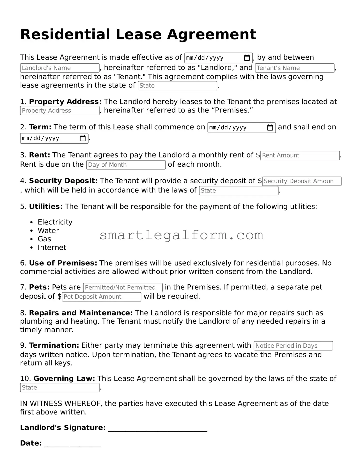 Attorney-Approved Lease Agreement Form