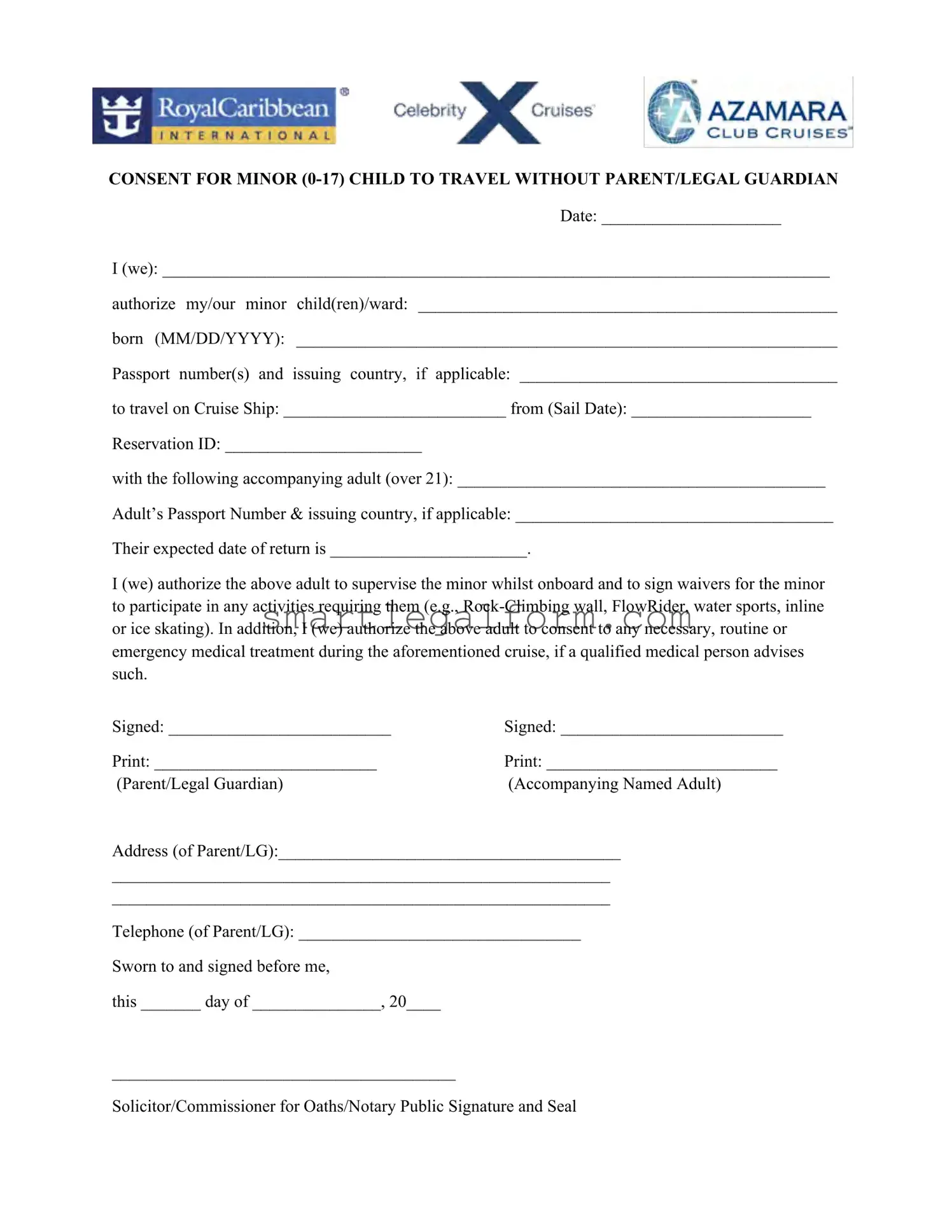 Free Royal Caribbean Parental Consent Form