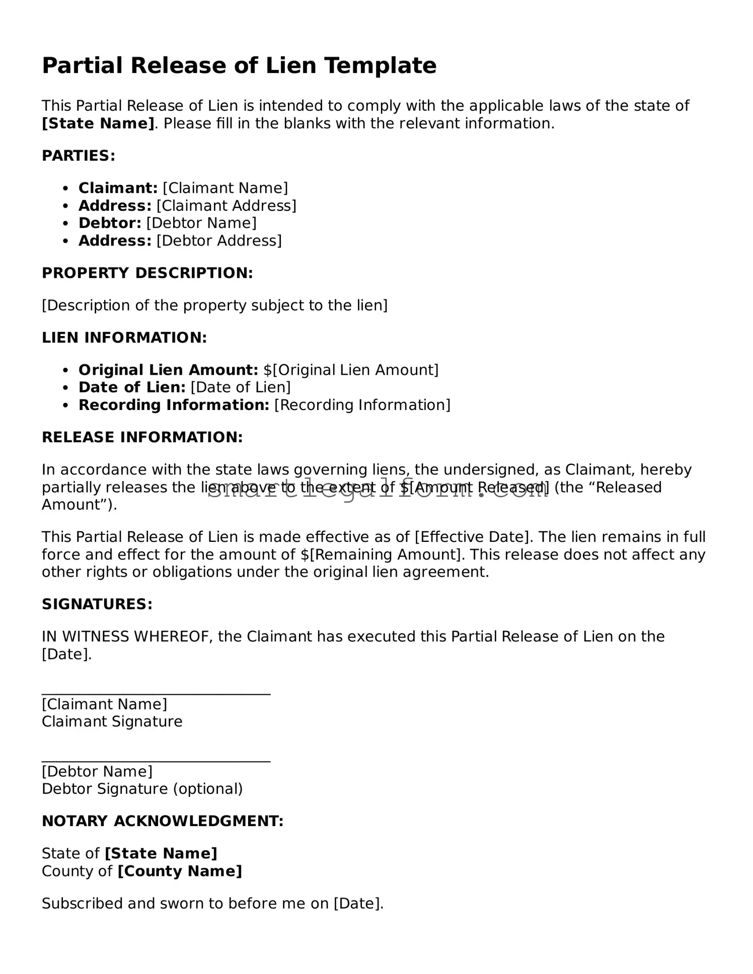 Attorney-Approved Partial Release of Lien Form