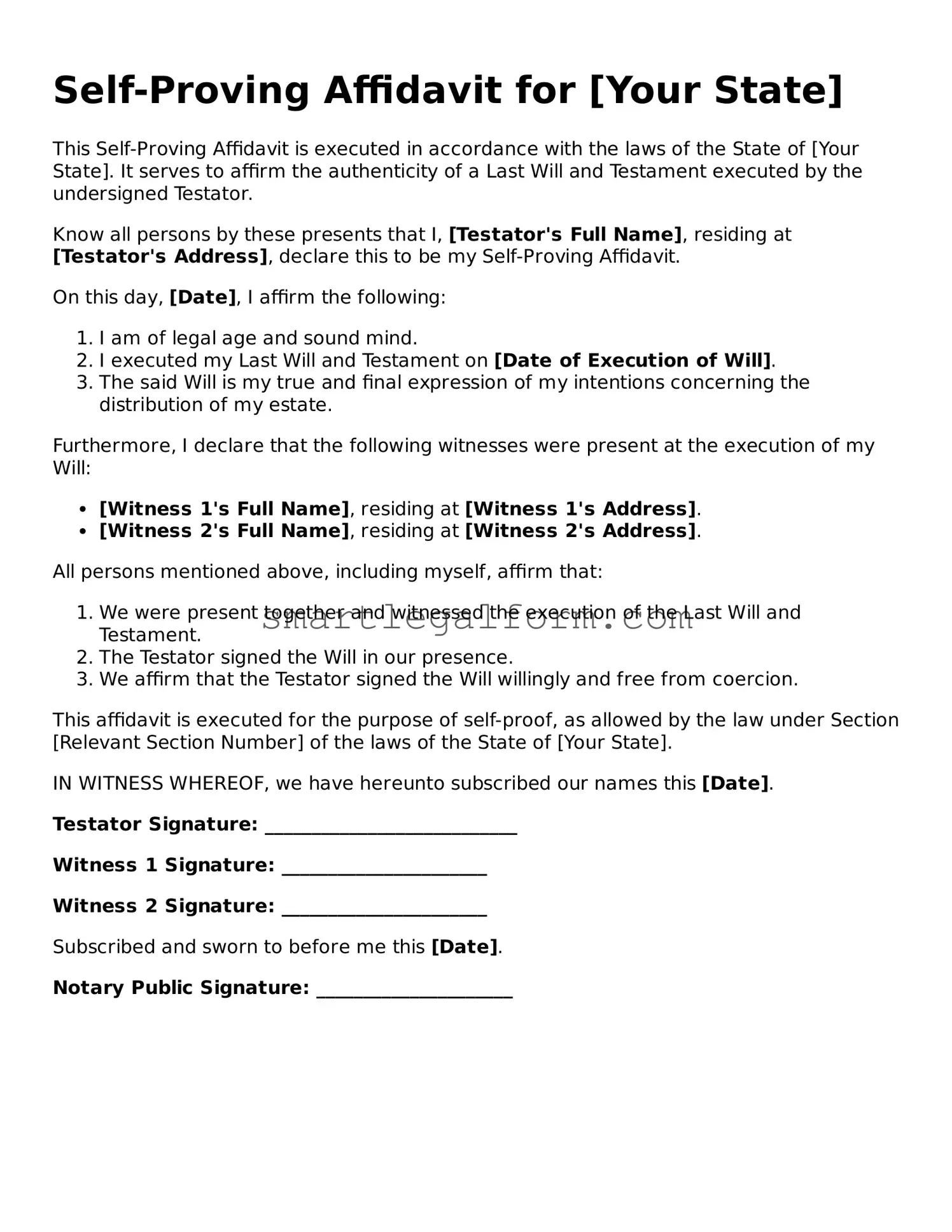 Attorney-Approved Self-Proving Affidavit Form