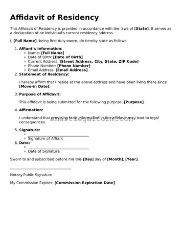 Attorney-Approved Affidavit of Residency Form