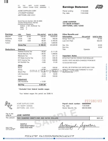 Free Adp Pay Stub Form
