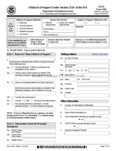 Free USCIS I-864 Form