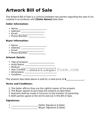Attorney-Approved Artwork Bill of Sale Form