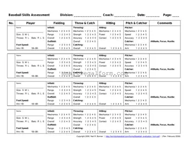 Free Baseball Assessment Form