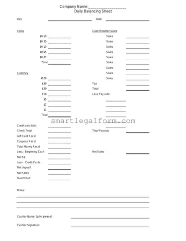 Free Cash Drawer Count Sheet Form