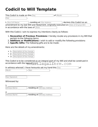 Attorney-Approved Codicil to Will Form