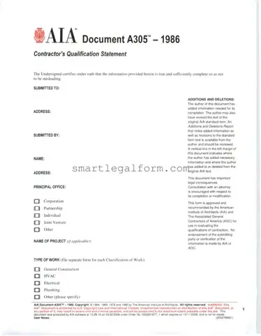 Free AIA A305 Form