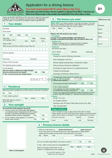 Free D1 Dvla Form