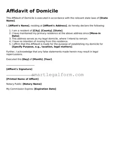 Attorney-Approved Affidavit of Domicile Form