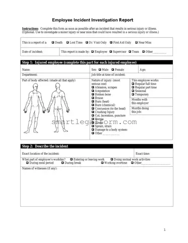 Free Employee Accident Report Form
