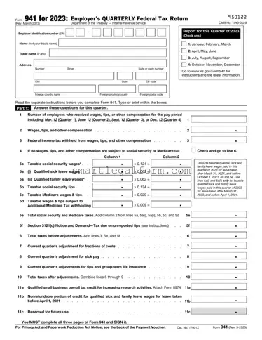Free IRS 941 Form