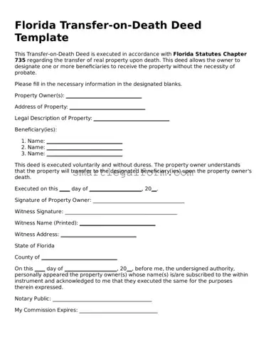 Printable Florida Transfer-on-Death Deed Document