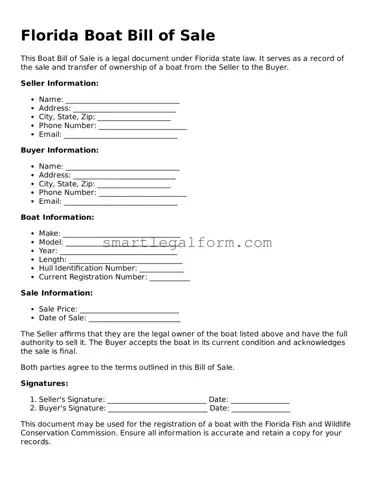Printable Florida Boat Bill of Sale Document