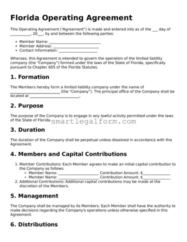 Printable Florida Operating Agreement Document