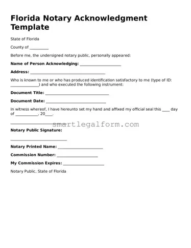 Printable Florida Notary Acknowledgement Document