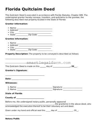 Printable Florida Quitclaim Deed Document