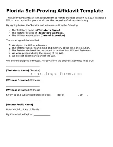 Printable Florida Self-Proving Affidavit Document