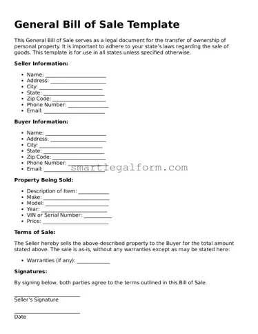 Attorney-Approved General Bill of Sale Form
