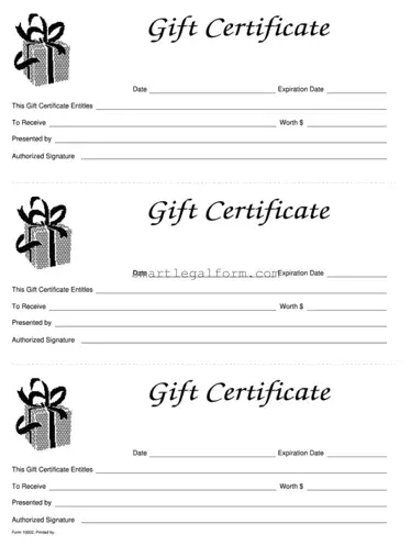 Free Gift Certificate Form