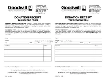 Free Goodwill donation receipt Form
