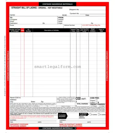 Free Hazard Bill Of Ladden Form