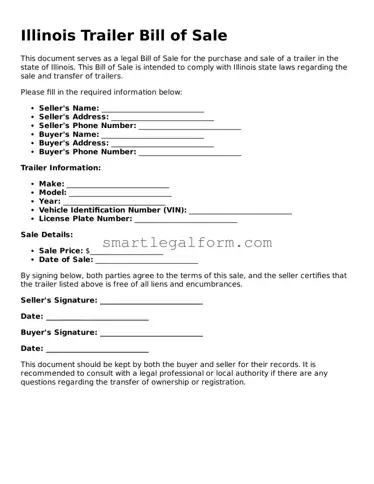 Printable Illinois Trailer Bill of Sale Document