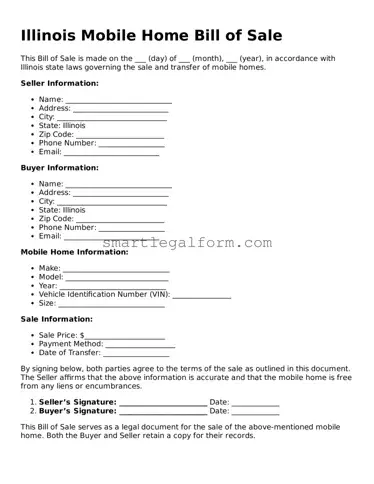Printable Illinois Mobile Home Bill of Sale Document