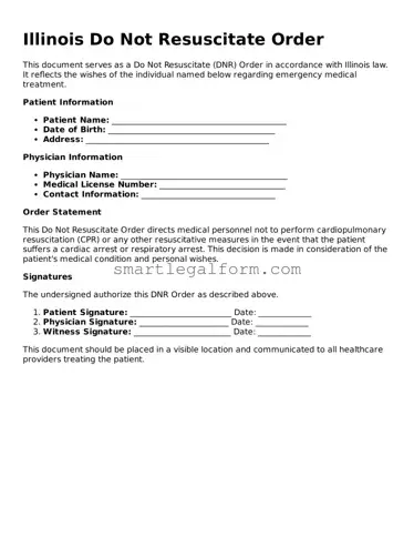 Printable Illinois Do Not Resuscitate Order Document