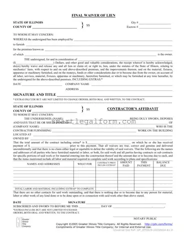 Free Illinois Final Waiver Of Lien Form
