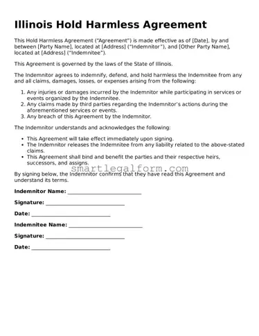 Printable Illinois Hold Harmless Agreement Document