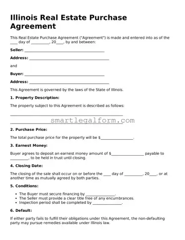 Printable Illinois Real Estate Purchase Agreement Document