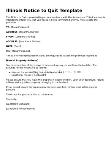 Printable Illinois Notice to Quit Document