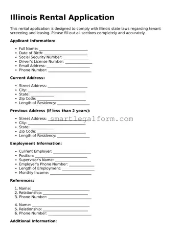 Printable Illinois Rental Application Document