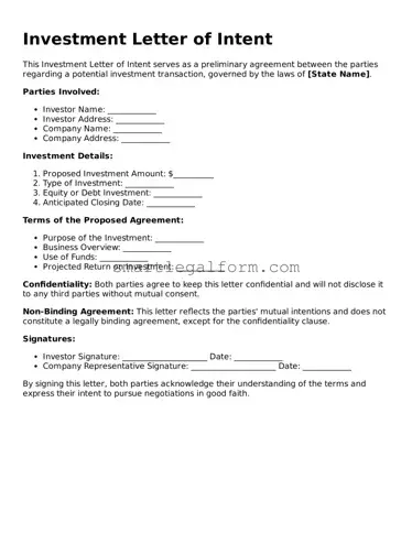 Attorney-Approved Investment Letter of Intent Form