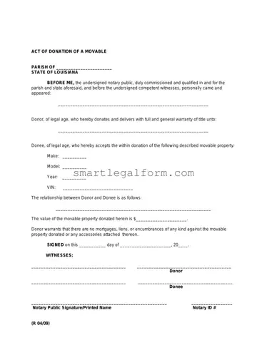 Free Louisiana act of donation Form