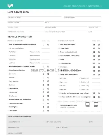 Free Lyft Inspection Form