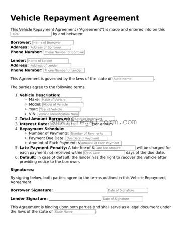 Attorney-Approved Vehicle Repayment Agreement Form