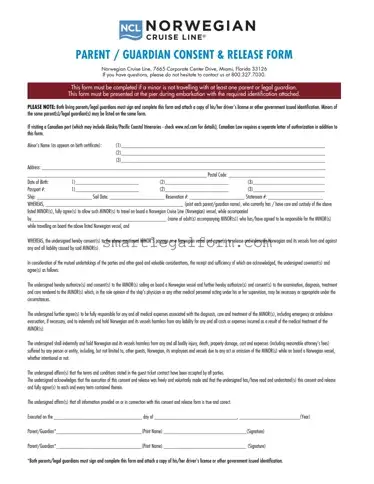 Free NCL Parental Consent Form