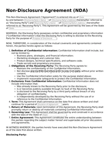 Attorney-Approved Non-disclosure Agreement Form