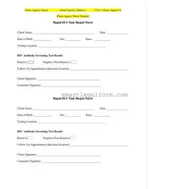 Free Negative Hiv Test Form