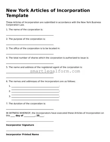 Printable New York Articles of Incorporation Document