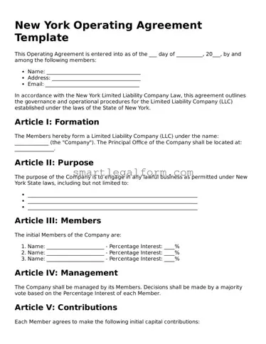 Printable New York Operating Agreement Document