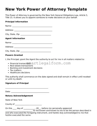 Printable New York Power of Attorney Document