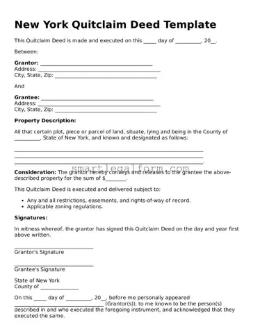 Printable New York Quitclaim Deed Document