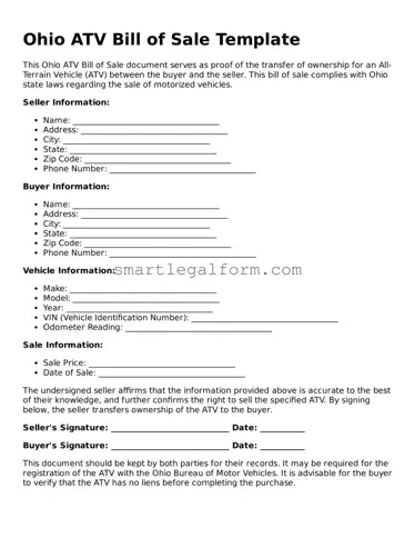 Printable Ohio ATV Bill of Sale Document